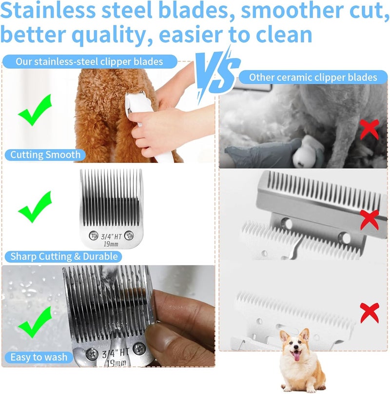 OEMIRY 2 Pcs Size 3/4HT Detachable Dog Grooming Blades, Compatible with Andis, Oster A5, Wahl KM10 Series Clippers, Cut Length 19mm, Silver(3/4HT 19mm, 2 Packs) - Image 3